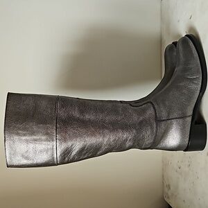 JIL SANDER: silver leather riding boots
